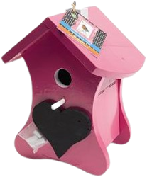 Nichoir Rose craie Ral 4010 pour Oiseaux et le Bâton Ral 9016 Buzzy