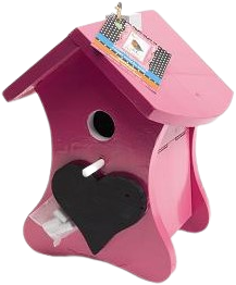 Nichoir Rose craie Ral 4010 pour Oiseaux et le Bâton Ral 9016 Buzzy