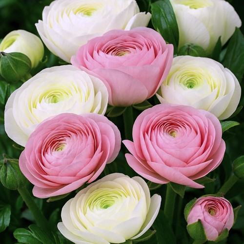 Renoncules blanc & rose en mélange